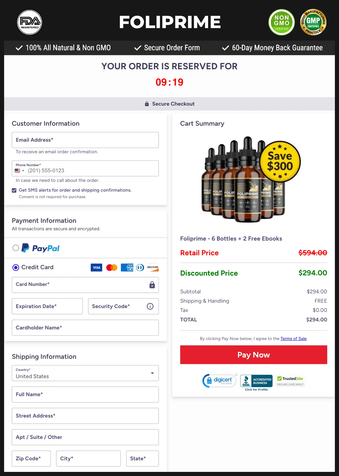 FoliPrime Official Website Secure Order Page